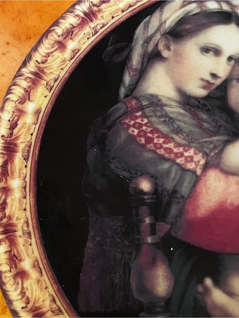 Repro “Madonna Della Seggiola” by Raphael Renaissance Art Plate Handpainted 7.5” - Picture 3 of 10